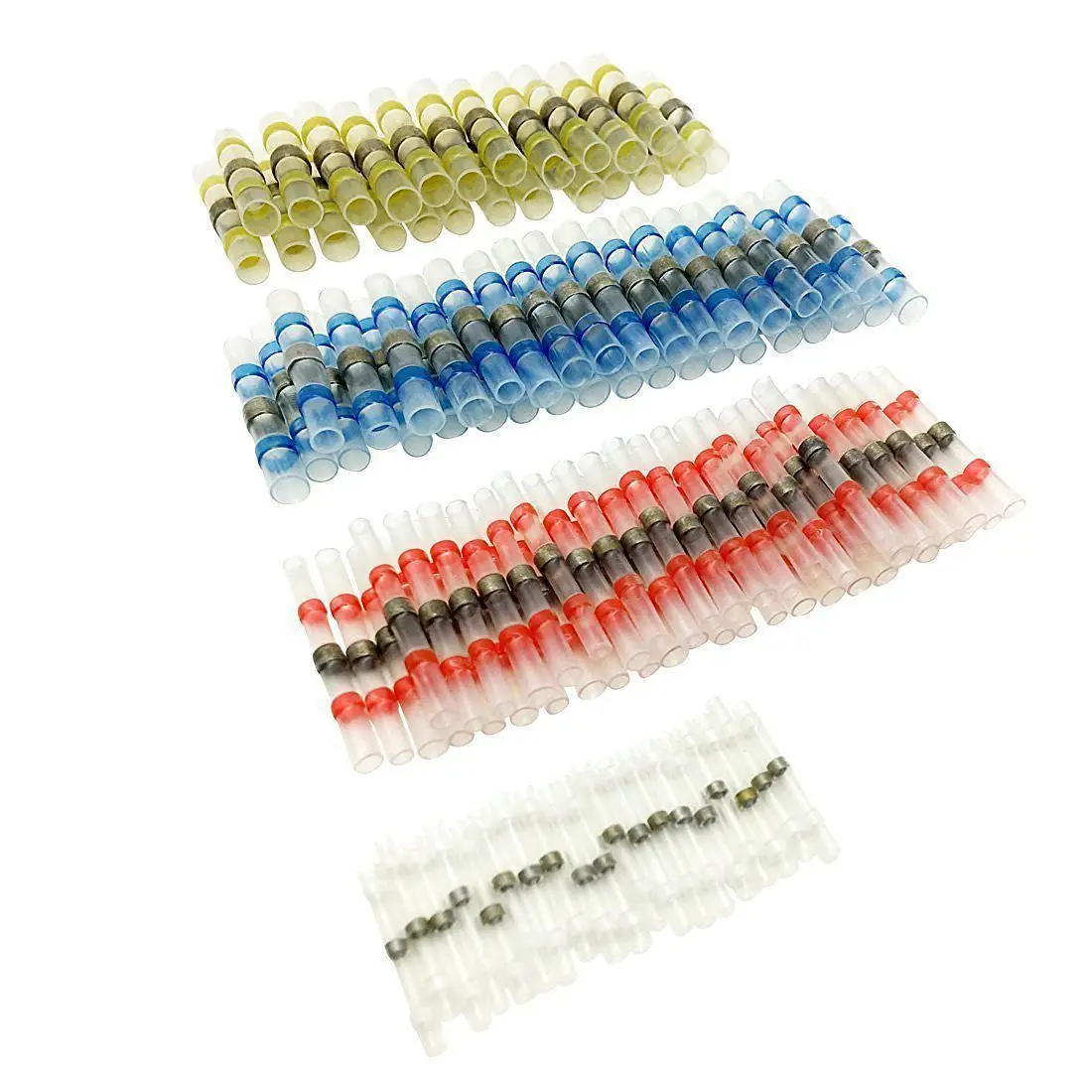 

50pcs Solder Seal Wire Connector Sopoby Solder Seal Heat Shrink Butt Connectors Terminals Copper(23Red 12Blue 10White 5Yellow)