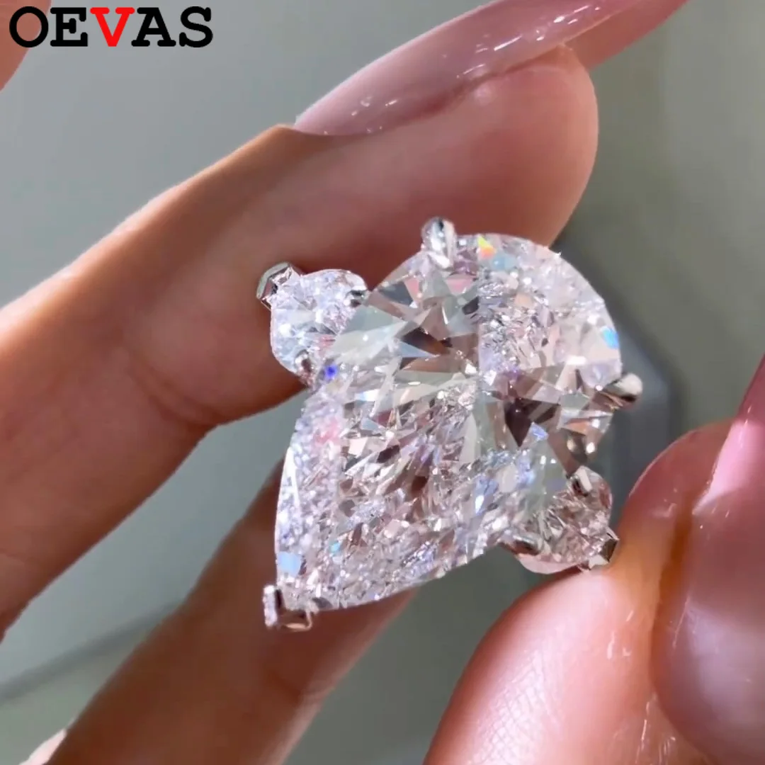 

OEVAS 1-4CT капли воды муассанит кольца для женщин S925 серебряное лабораторное обручальное кольцо с бриллиантами сверкающее вечерние ювелирные изделия подарок