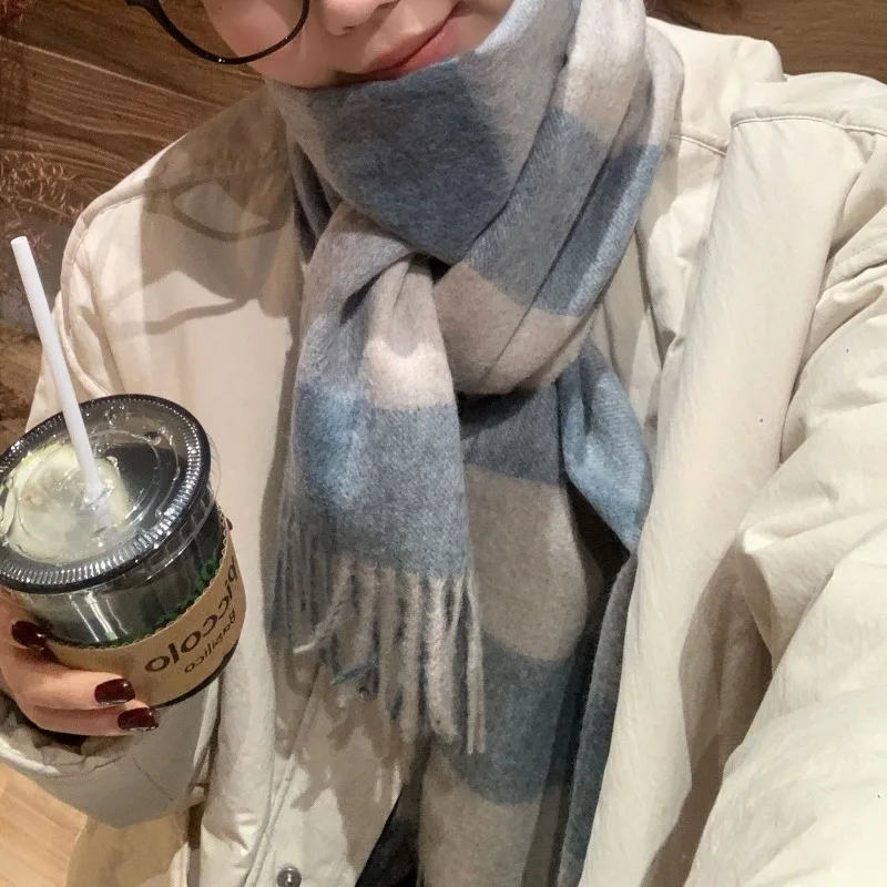 وشاح نسائي 100% من الصوف السميك للخريف والشتاء متقلب دافئ ومريح للتسوق متعدد الاستخدامات وإنشاء أجواء