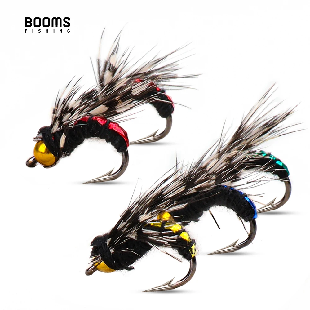 

Booms Fishing FY1 10Pcs Fly Fishing Lure Brass Bead Head Fast Sinking Nymph Scud Fly Bug Worm Trout Artificial Flies Bait Lures