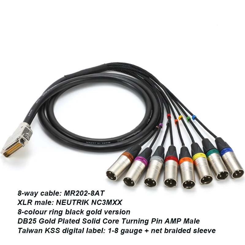 AMP Male NAC-DB25-8M-B 8 Way Male To Female Recording Sound Card Signal Cable XLR Connector Microphone Audio Cable Data Cable