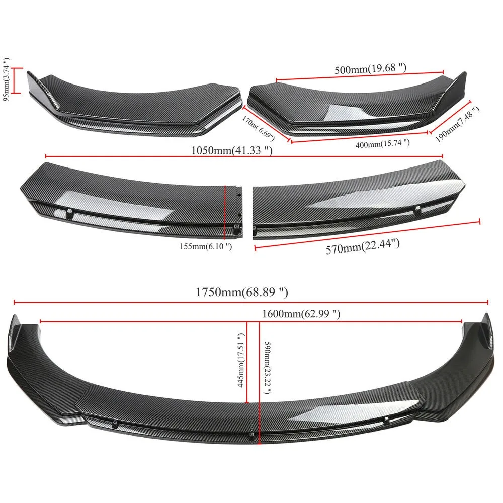 Carbon Fiber Front Bumper Lip Spoiler & Side Skirt For BMW 5 Series E60 E61 United States