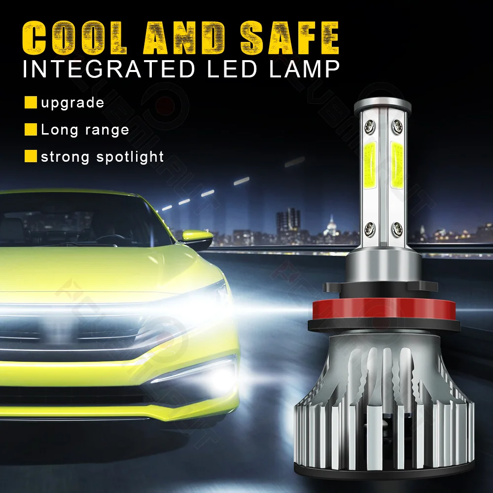 

PCVBMLAUT 2PCS Car lights H11 Super Bright LED Headlights High Low Beam Fog Light Bulb White 6000K Car accsesories