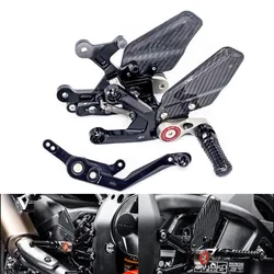 For Honda CBR1000RR CBR 1000 RR-R SC82 2020 CNC aluminum Real Carbon Fiber Adjustable Rearsets Footrest FootPeg