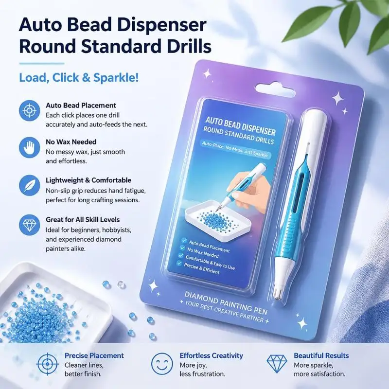 Automatischer Stift zum Auftragen von Perlen für Diamond-Art-Bilderrahmen, geeignet für 2,8-mm-Perlen, langlebig, wachsarm und ergonomisch geformt. – Detail 7