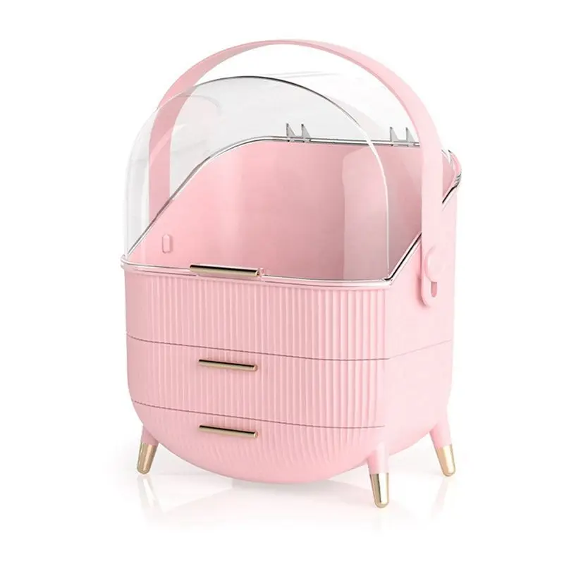 Waterproof Makeup Storage Organizer With Lid - Portable Skincare Cosmetics Box For Vanity, Ideal For Girl S-A25R