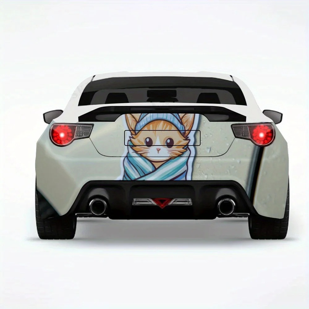

Милый пушистый кот в одеяле - виниловая наклейка на заднюю часть автомобиля, водонепроницаемые самоклеящиеся виниловые наклейки для хвоста и бампера автомобиля, декабрь
