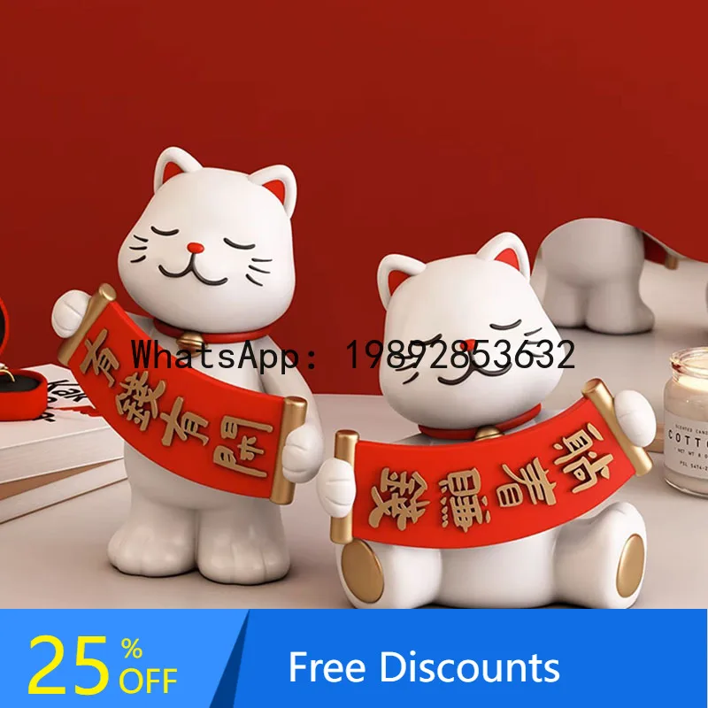 

CZ Opening Gift Lucky Cat Creative Ornament Living Room Desktop Entrance TV Cabinet Home Decoration Housewarming Gift