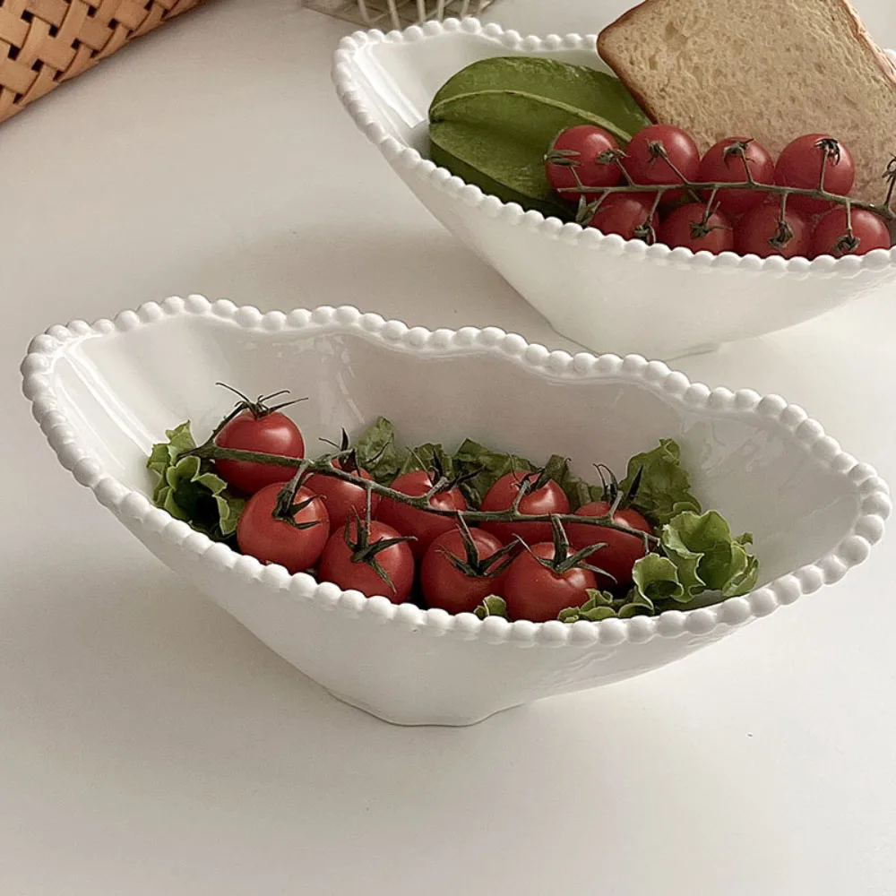 Cuenco de porcelana de estilo francés, contenedor de comida Simple de Color sólido para el hogar, frutas, verduras, Yogurt, ensaladas, suministros de cocina