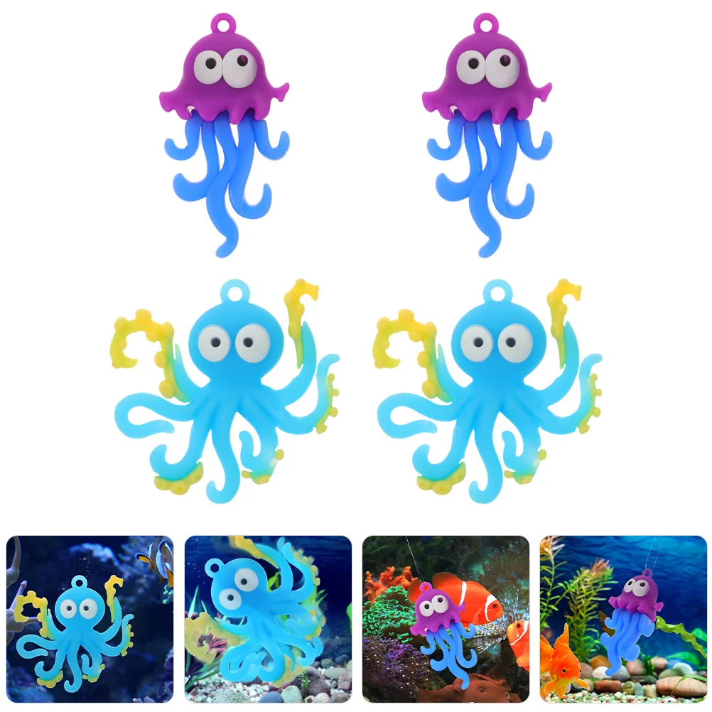 

4Pcs Fish Tank Decorations Floating Octopus Aquarium Ornament Creative Marine Animal Decor Durable Fish Tank Accessories