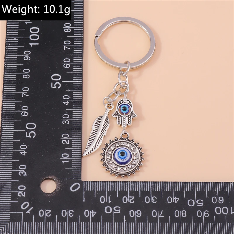 Bohemia Evil Eye Hamsa Hand Keychain for Women Men Blue Eye Key Keyring Bag Pendant Car Key Holder Rings DIY Jewelry Gift