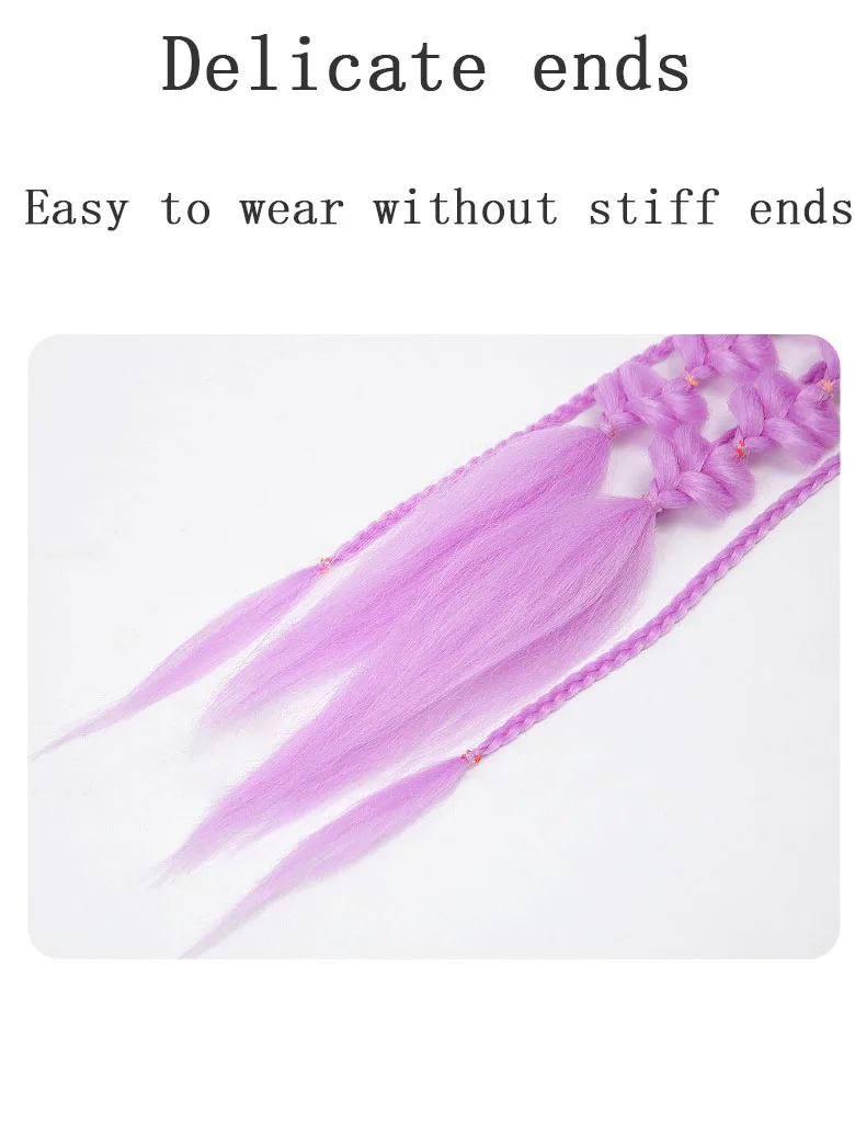 1PC Colorful gradient lantern bubble ponytail fashionable women's street style long hand-braided ponytail wig