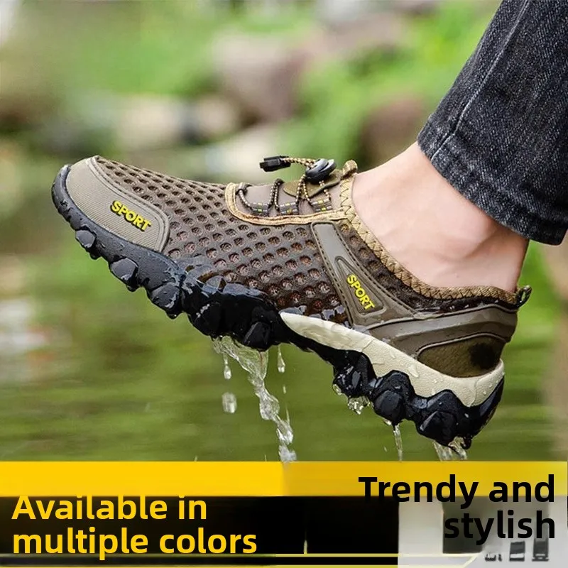 

Men's Outdoor Climbing Shoes Summer Casual Hiking Sandals Anti-slip Leisure Sports Water Shoes Flat Heel Pure Color Fabric
