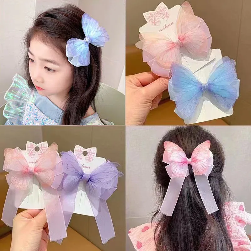 Korean Summer Headwear Solid Color Ribbon Big Bow Hair Clip Spring Clip Women Girls Fashion