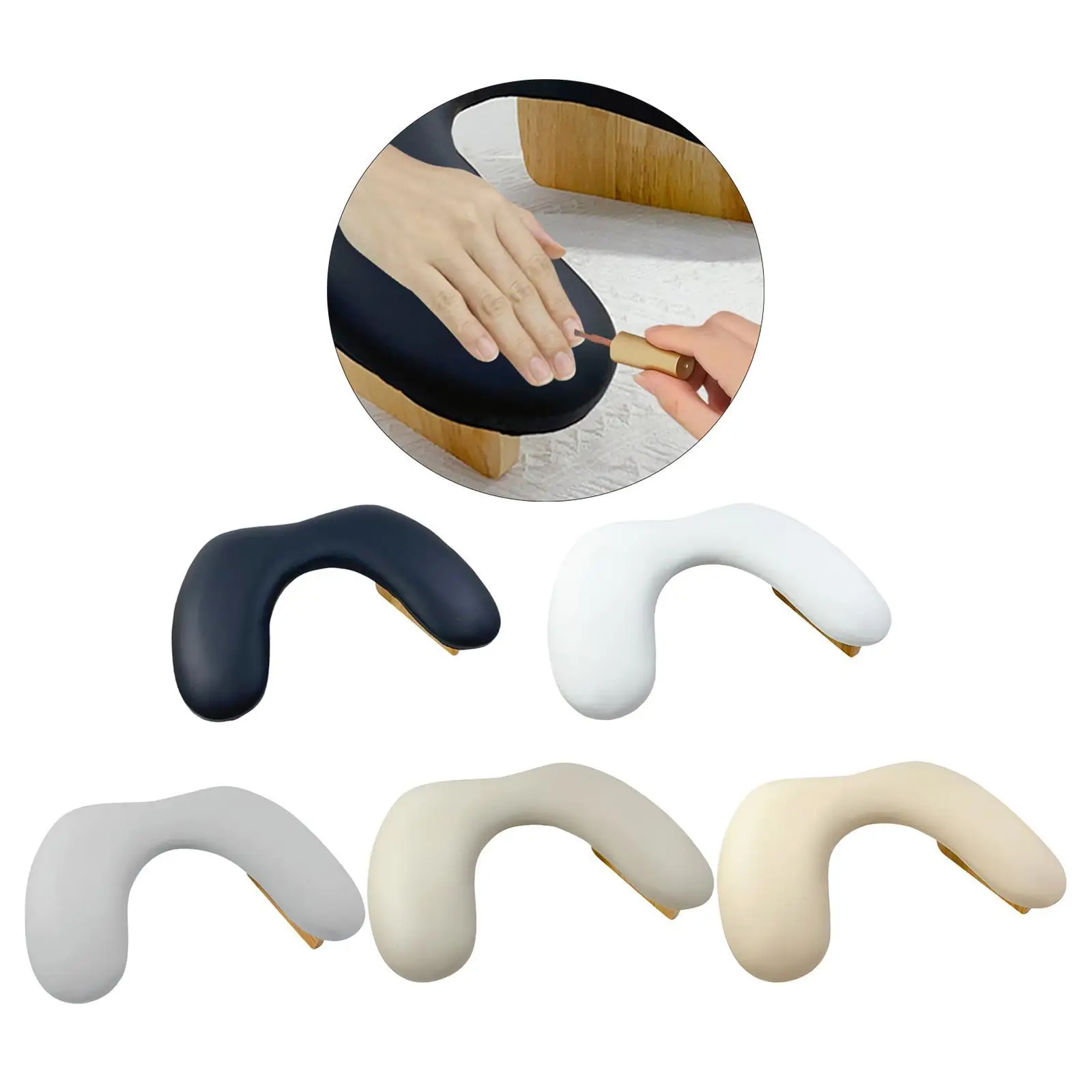 Cuscino per bracciolo per unghie Pratico strumento di bellezza Cuscino per poggiamano con base in legno Cuscino per mani per nail art Poggiapolsi per salone di manicure domestico