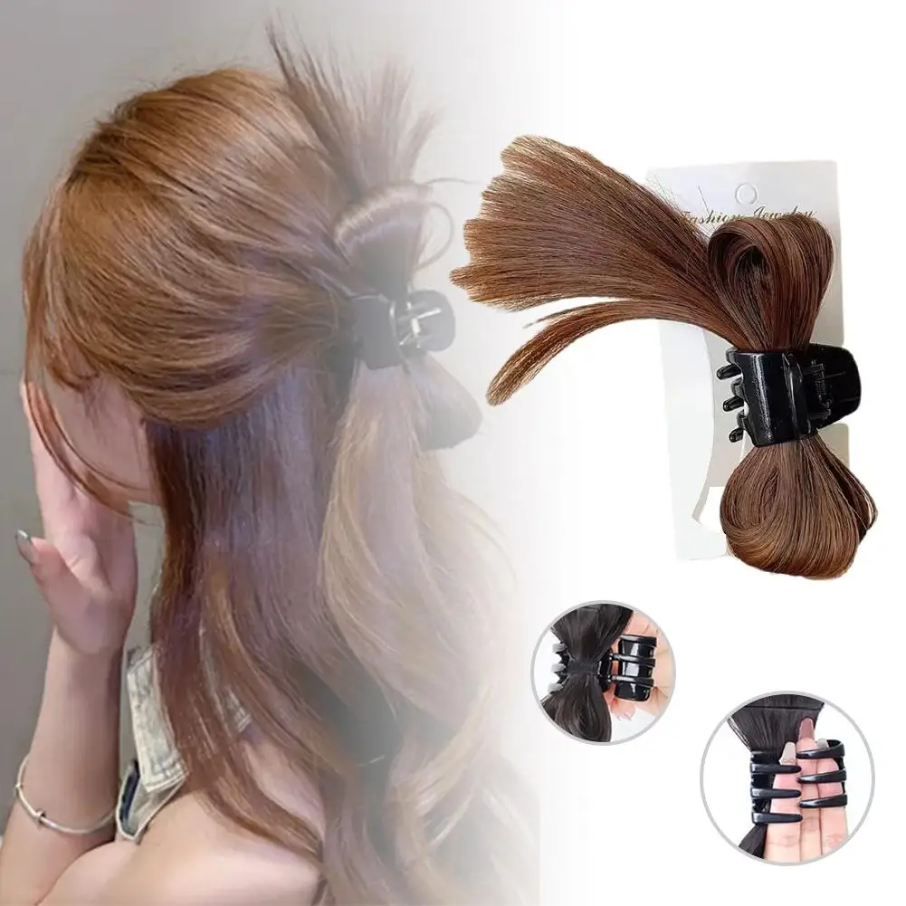 

Women Feather Half Tie Hair Claw Lazy Meatball Head Wig Crab Accessory Catch Shark Clip Clip Headdress Hair Ponytail - Clip M9A0