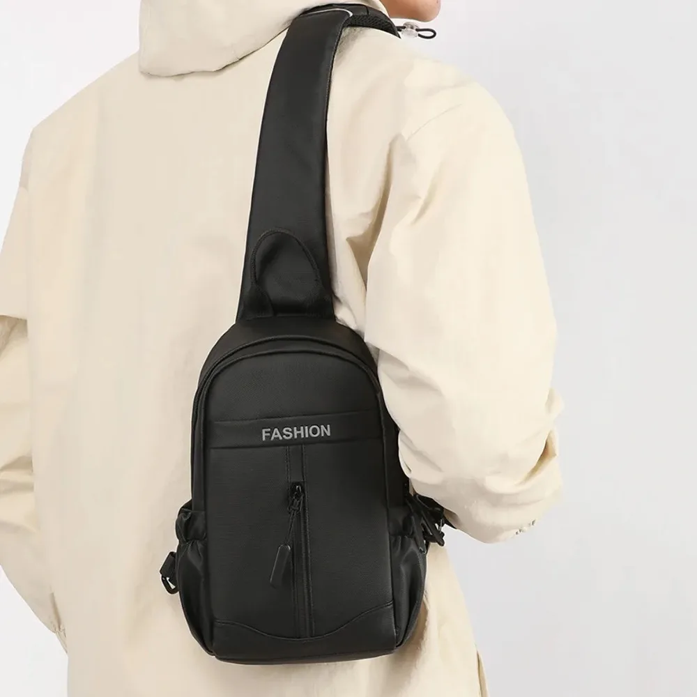 

Casual Men's Chest Bag Waterproof Commuting Male Crossbody Bag Multifunctional Lightweight Nylon Sling Backpack Hiking