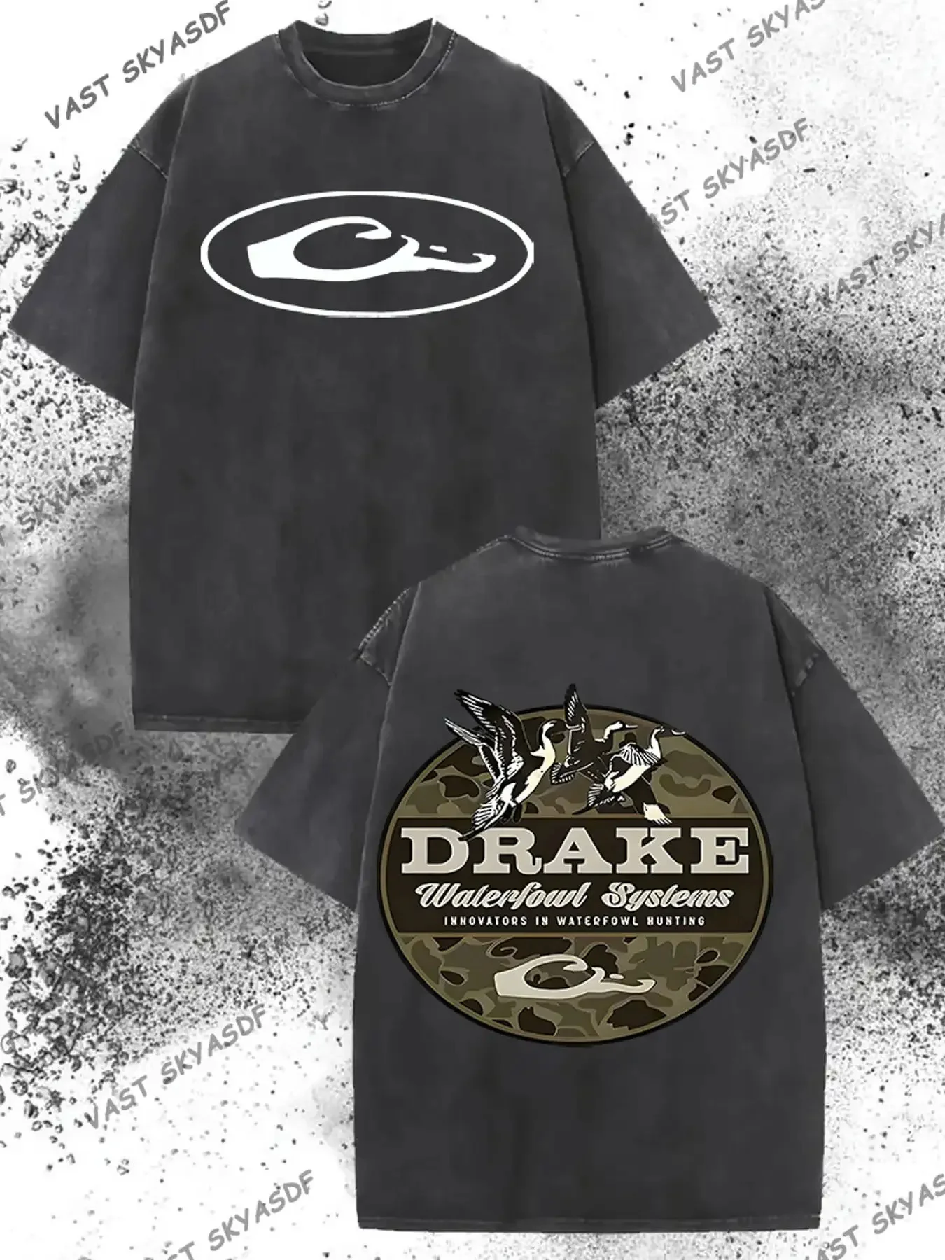 

Men's summer loose-fitting, thick, high-quality wax-dyed washed crew neck short-sleeve T-shirt, suitable for streetwear