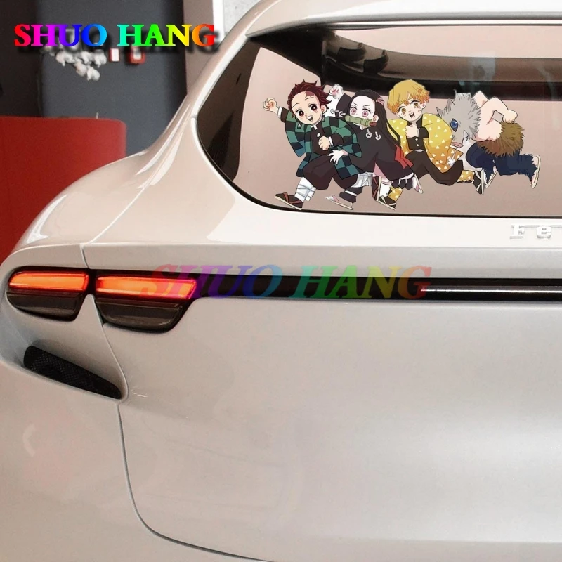 Pegatinas divertidas de Demon Slayer para coche, calcomanía de Anime para ventanas de maletero, accesorios para coche Camper, vinilo para camión