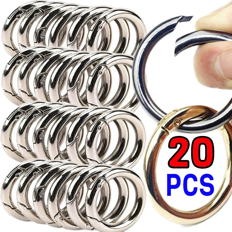 10/20Pcs Metal O Ring Spring Clasps for DIY Jewelry Openable Round Carabiner Keychain Bag Clips Hook Dog Chain Buckles Connector