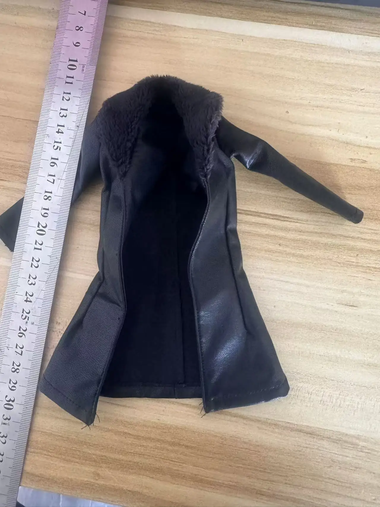 Black 1/6 Scale Man Pu Leather Windbreaker Long Coat Jacket Furry Collar Overcoat Clothes Model for 12in Action Figue Accessory