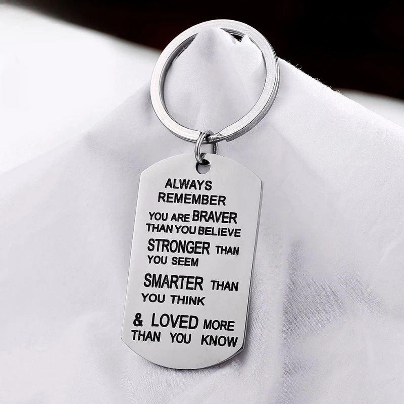 DoraDeer Silver Color Key Chain For Women ALWAYS REMEMBER YOU ARE BRAVER THAN Key Holder Bag Letter Color Alloy Keychain Pendant