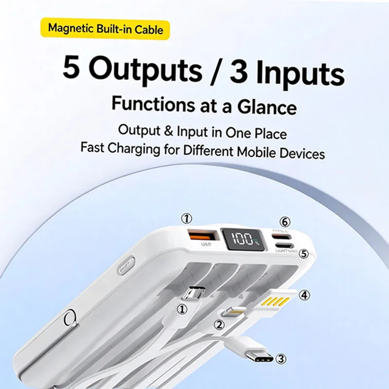 Magnetic Wireless Powerbank 5000mAh/10000mAh Power Bank with Cable Stand for IPhone Xiaomi Samsung Portable Induction Charger