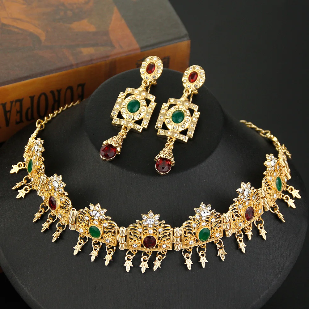 sunspicems Algerian Bridal Crystal Jewelry Forehead Chains Gold Color Flower Headband Accessories Women Ethnic Wedding Jewelry