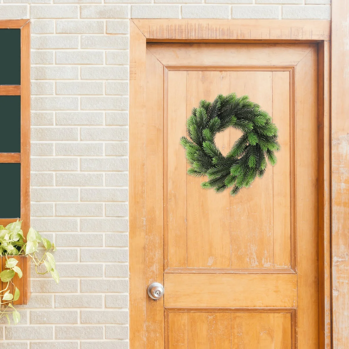 

Plastic Grass Pine Needle Wreath For Christmas Garland Decor Home Hotel Bar Fireplace Decoration Wreath Garland