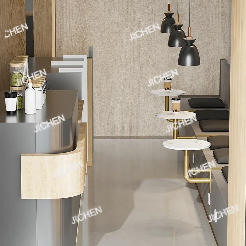 JCノルディックシンプルミルクティーショップダイニングテーブルライトラグジュアリーウォールサイドラウンドカウンター多機能カフェカードウォールハンギングテーブル