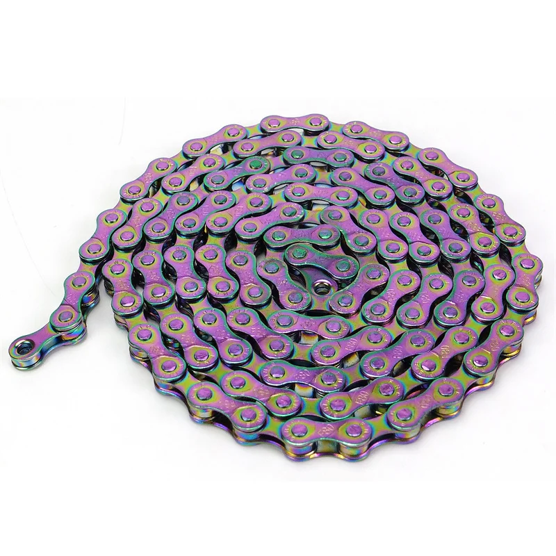 6/7/8 Speed Bike Chains Bicycle Chains for Road Bike/MTB/BMX,Rainbow 116 Links with Missing Link