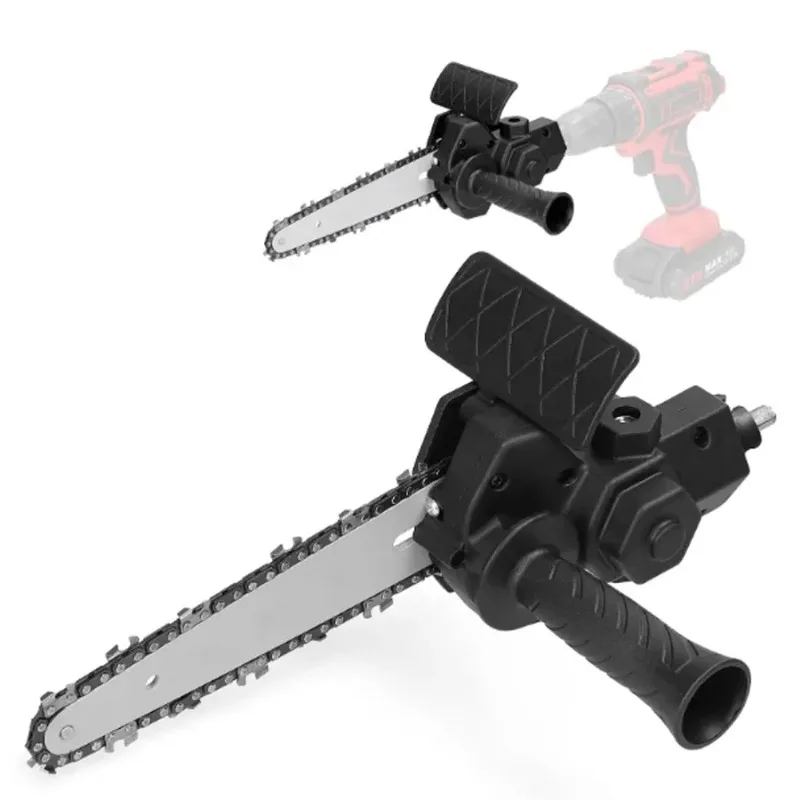 Electric Chainsaw Attachment 4+6 Inch Wood Cutting Garden Pruning Saw Woodworking Chainsaw Head Electric Drill Accessory Kit