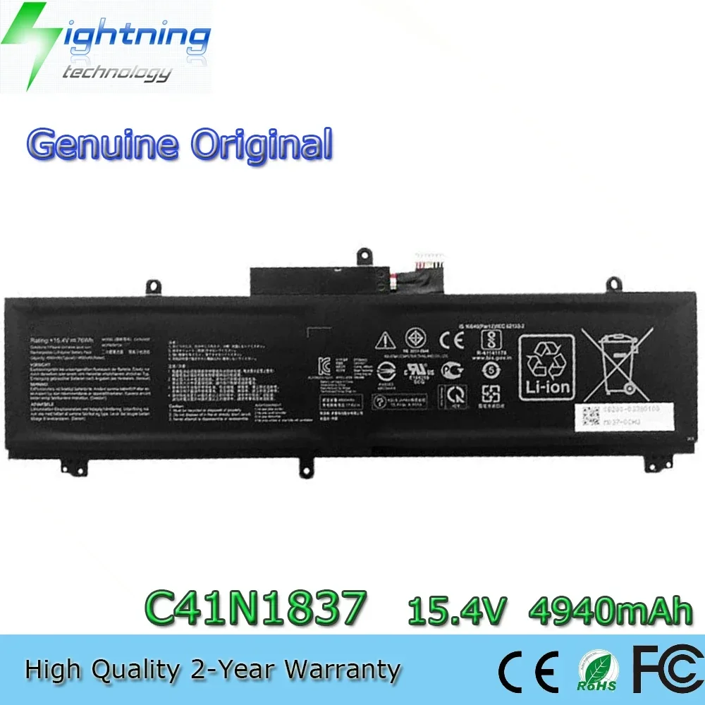 

Новый оригинальный аккумулятор для ноутбука C41N1837 15,4 В 4940 мАч для Asus ROG Zephyrus GU502G GU502GV GA502DU GX502GV 0B200- 03380100 и т. д.