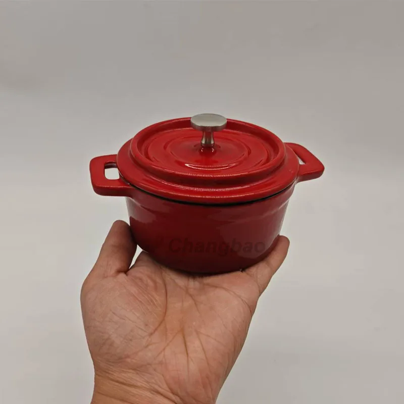 Mini Cocotte de 10 cm, 300 ml, Olla de Hierro Fundido Esmaltado, Recipiente para Leche Caliente, Comida para Bebés y Condimentos
