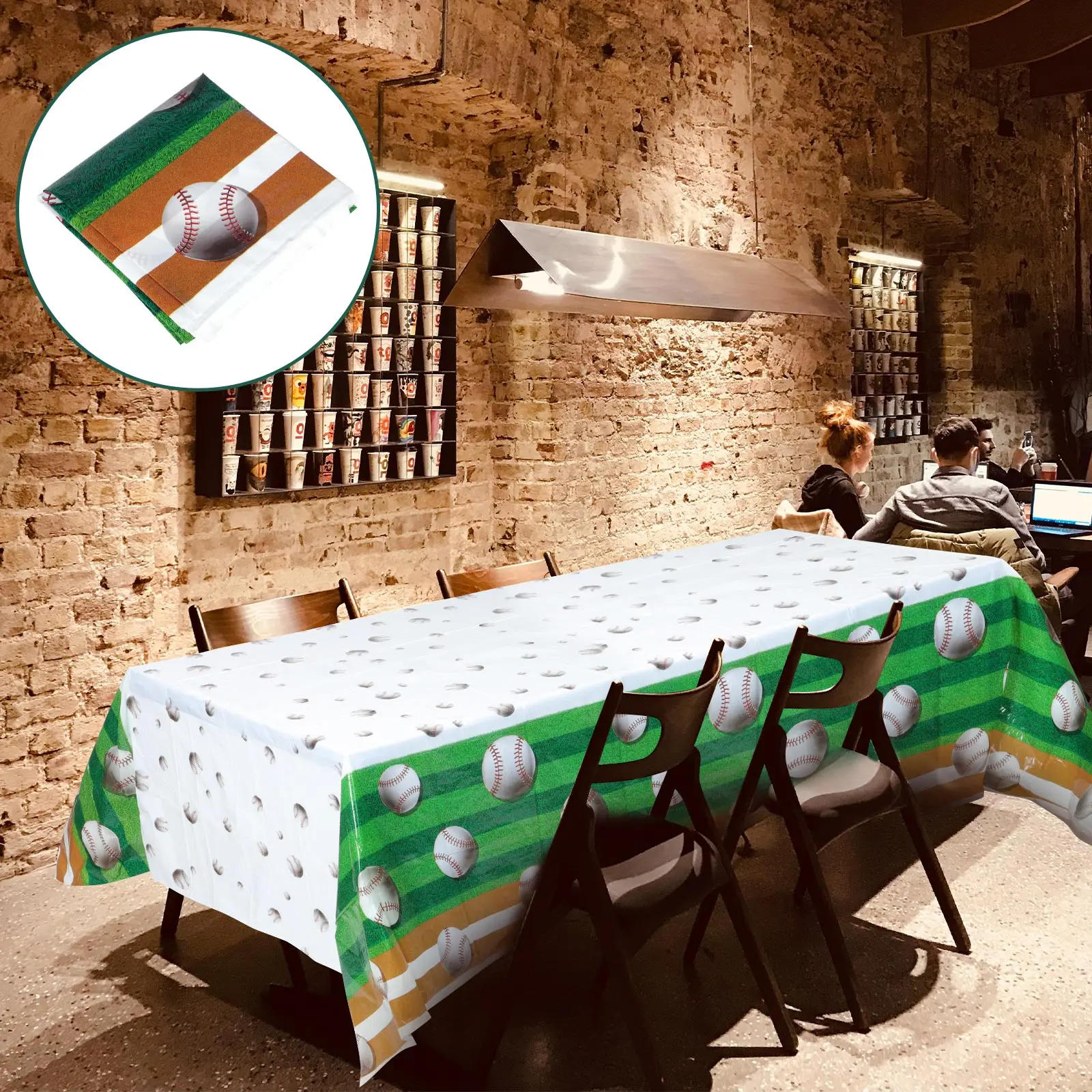 

1pc Baseball Theme Picnic Tablecloth Waterproof Rectangle Sports Party Decor Pe Material Simple Elegant Design Fresh Pattern For