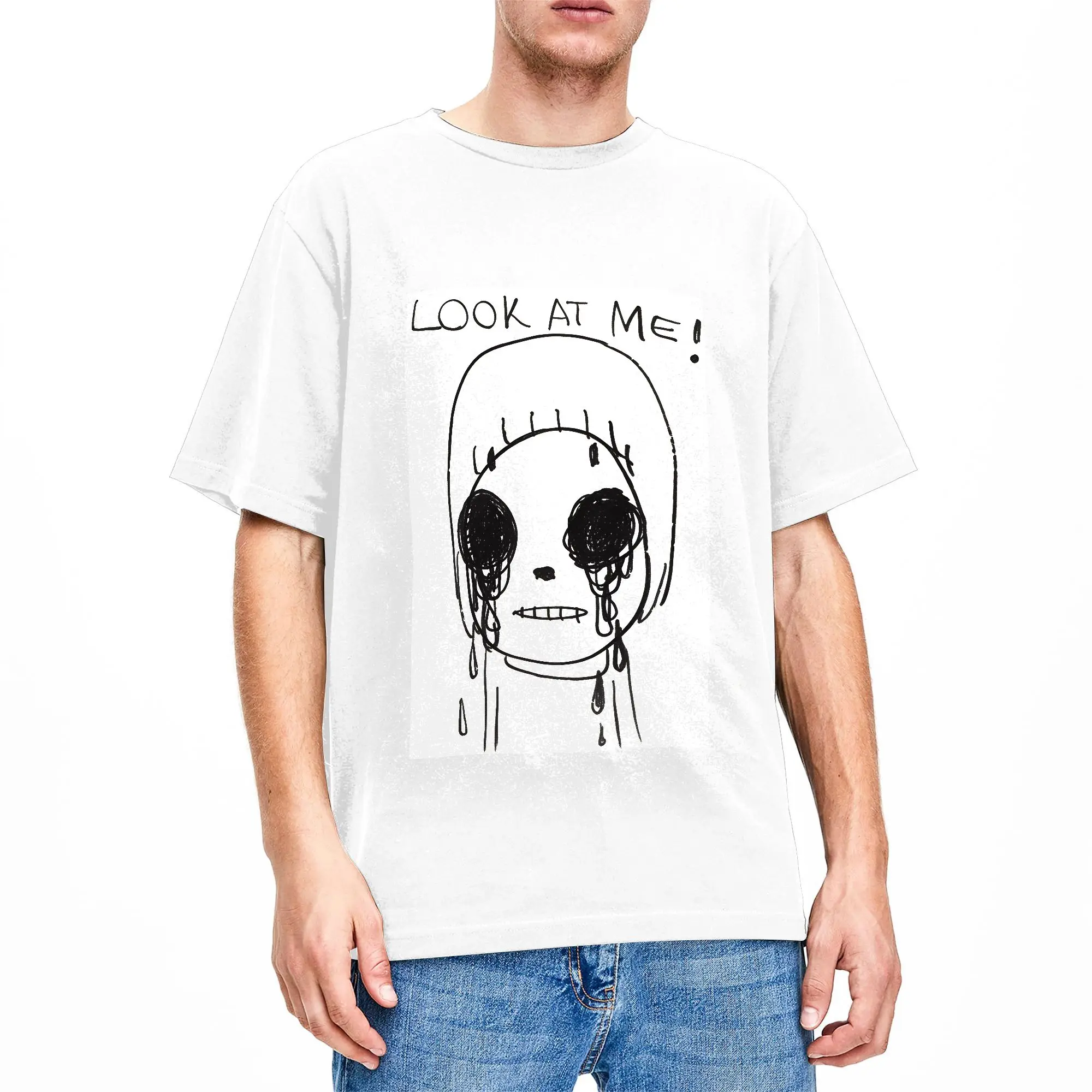 Mens T-Shirt Look At Me! T Shirts Hipster Yoshitomo Nara Beach Tee Shirt Y2K Fun Cotton Tops Plus Size 5XL