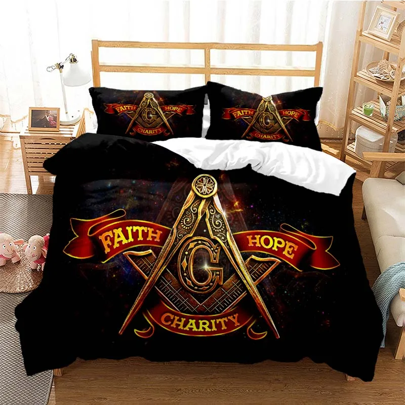 

Masonic Freemason Illuminati Bedding Set Boys Girls Twin Queen Size Duvet Cover Pillowcase Bed Kids Adult