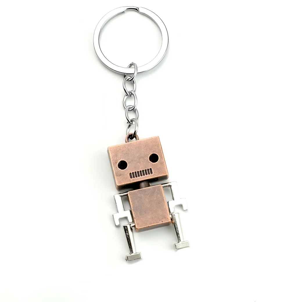 

50pcs/lot Party Favors Robot Keychains Vintage Metal Pendant Charm Cute 3D Robots Accessories Birthday Easter Chritmas Gifts