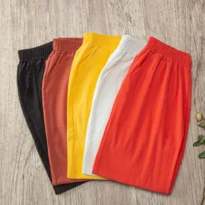 Baumwoll- und Leinenhosen für Frauen, lässig, locker, elastische Taille, Sommer 6 Hauptverkäufe Frauenhose des Schlaganfalls - №2