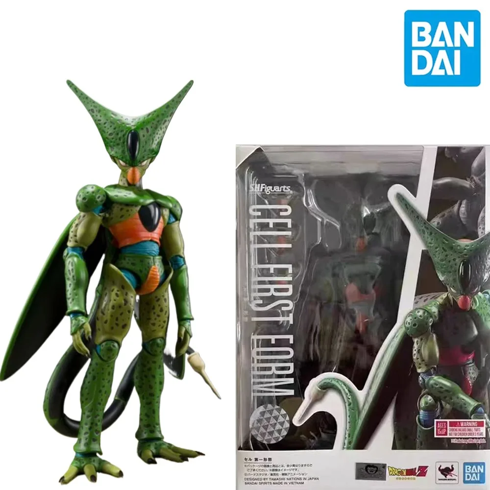 In Stock BANDAI Original S.H.Figuarts Dragon Ball Z Cell First Form Anime Figure Action Figure Replaceable Face Model Toys Gifts view 3