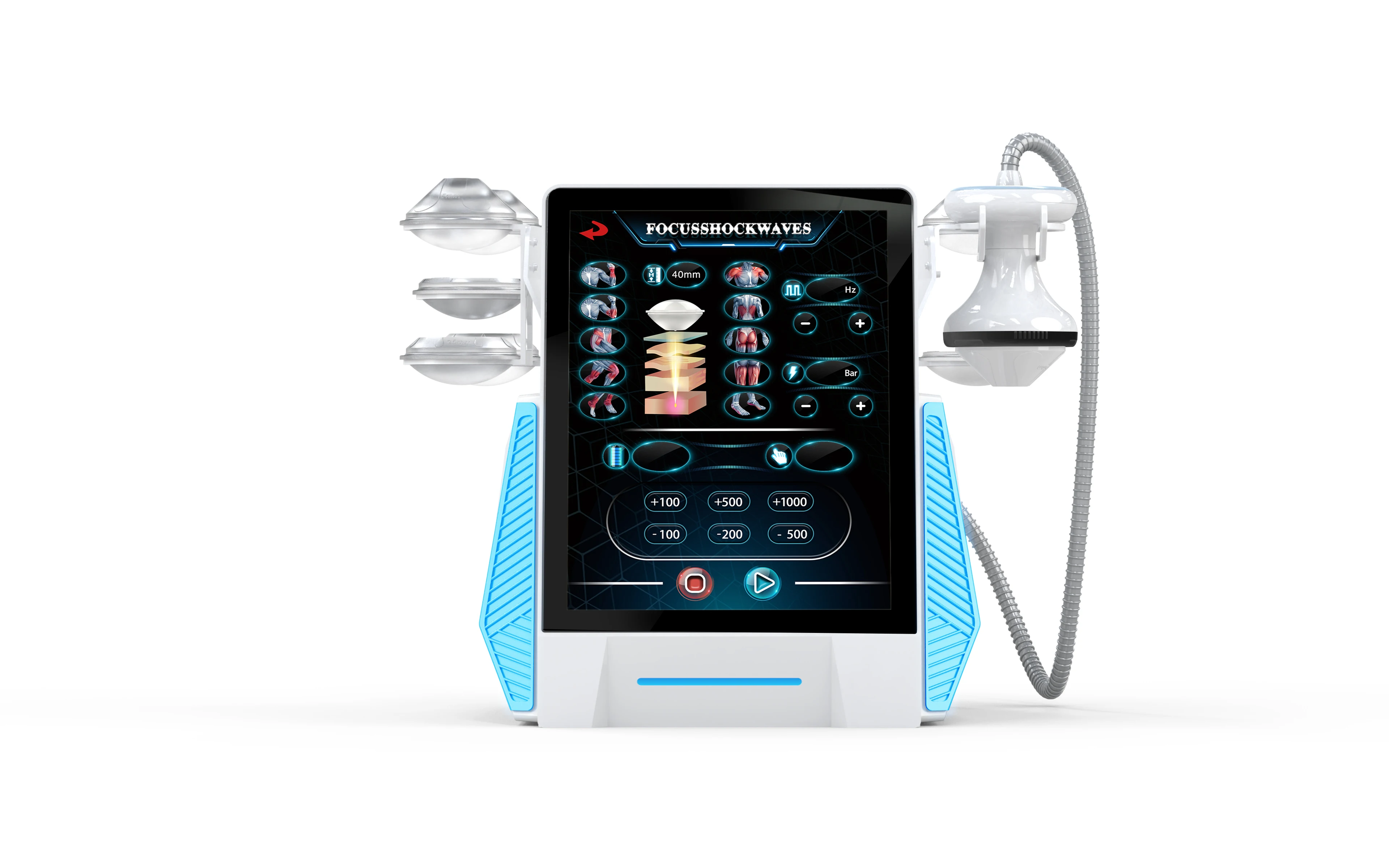 Deep Tissue Focus Eswt Shock Wave Therapy Physical Pain Treatment Device Electromagnetic Shockwave Full Body Massager Machine