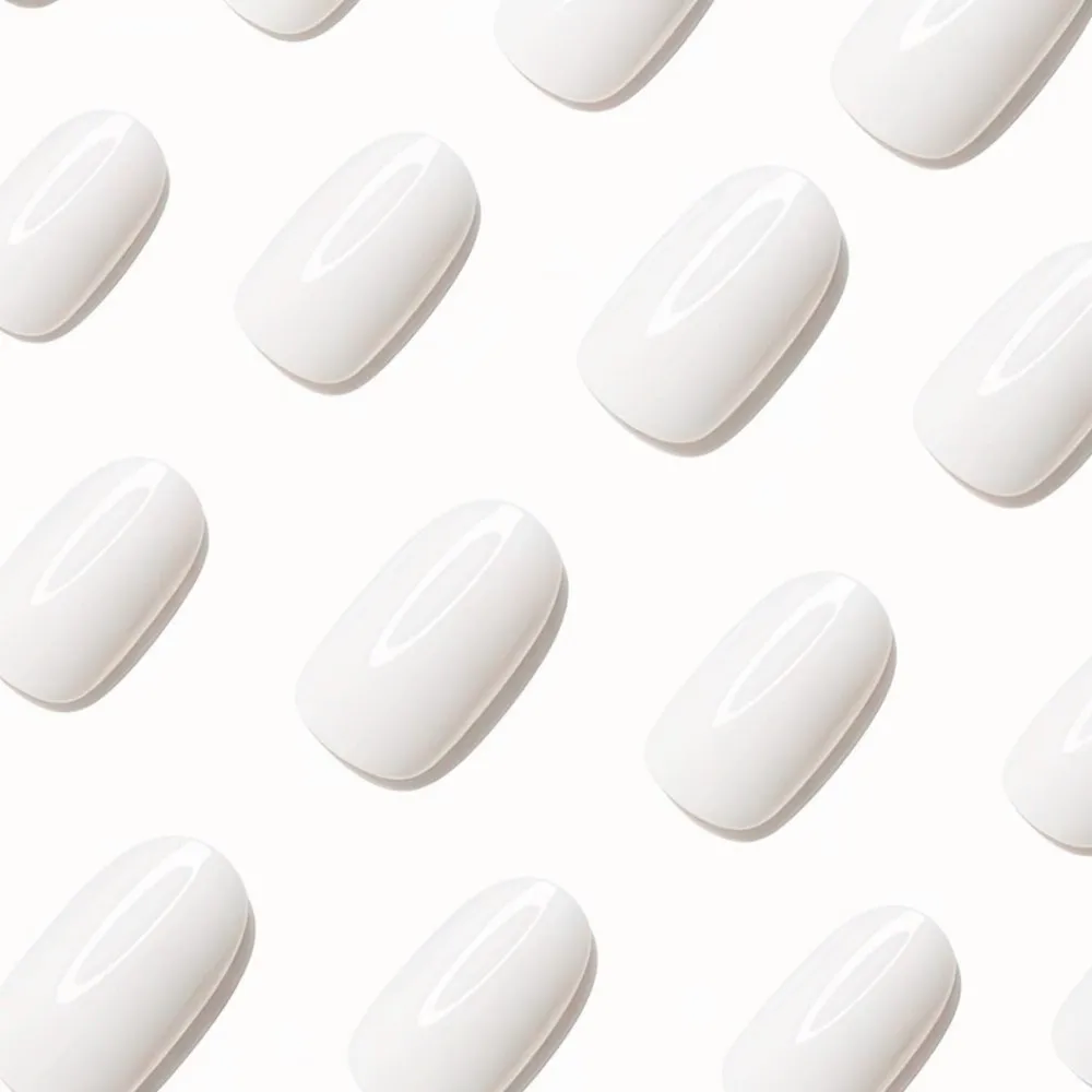 

48Pcs Shiny White Artificial False Nails For Design Oval Short Fake Nails DIY Press On Finger Tips Manicure Tool