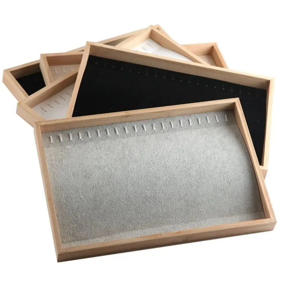 

Elegant Bamboo Wooden Jewelry Display Tray Rectangle Korean Style Jewelry Storage Box Bracelet Display Home Decor