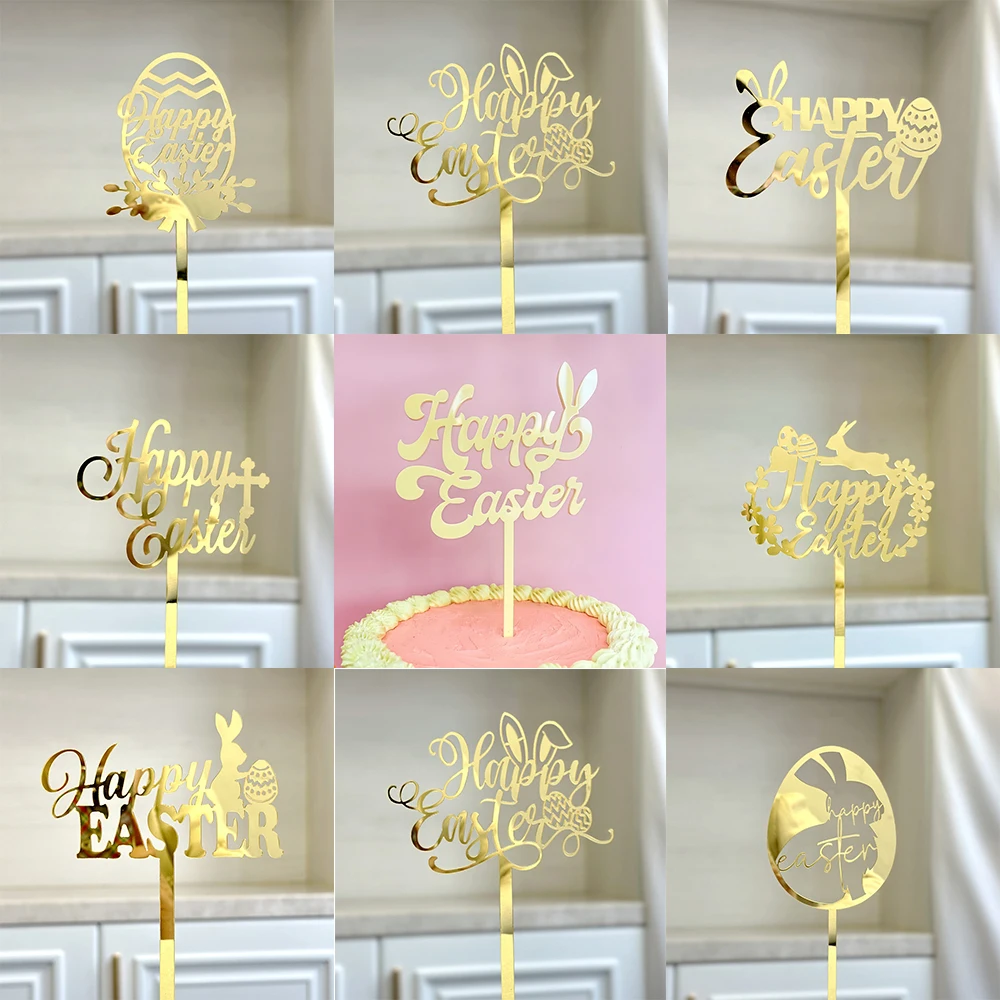 Tortenaufsatz Frohe Ostern Acryl Kuchendekoration Osterei Hase Topper Kreuzinsatz Festliche Party Geburtstagszubehör