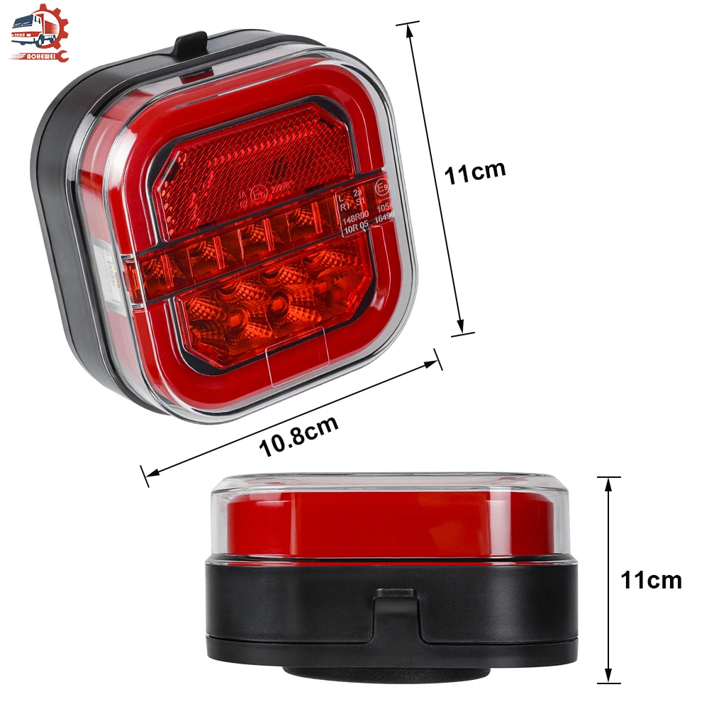 AOHEWEI Wireless Magnetic LED Tail Lights Kit US Plugs Waterproof Rear Brake Lights for Caravan Lorry Tractor