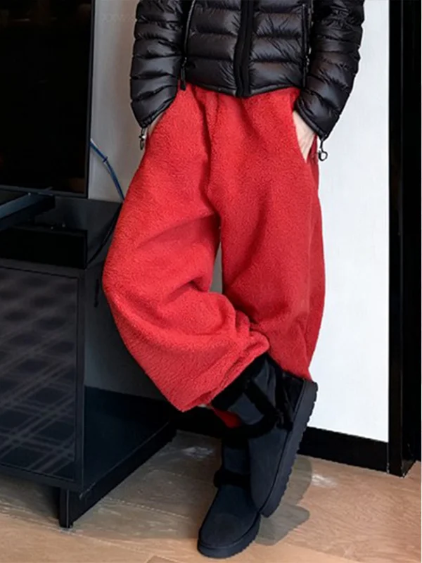 Pantalon droit à taille haute pour femme, pantalon décontracté ample et amincissant, chaud, automne-hiver, style coréen