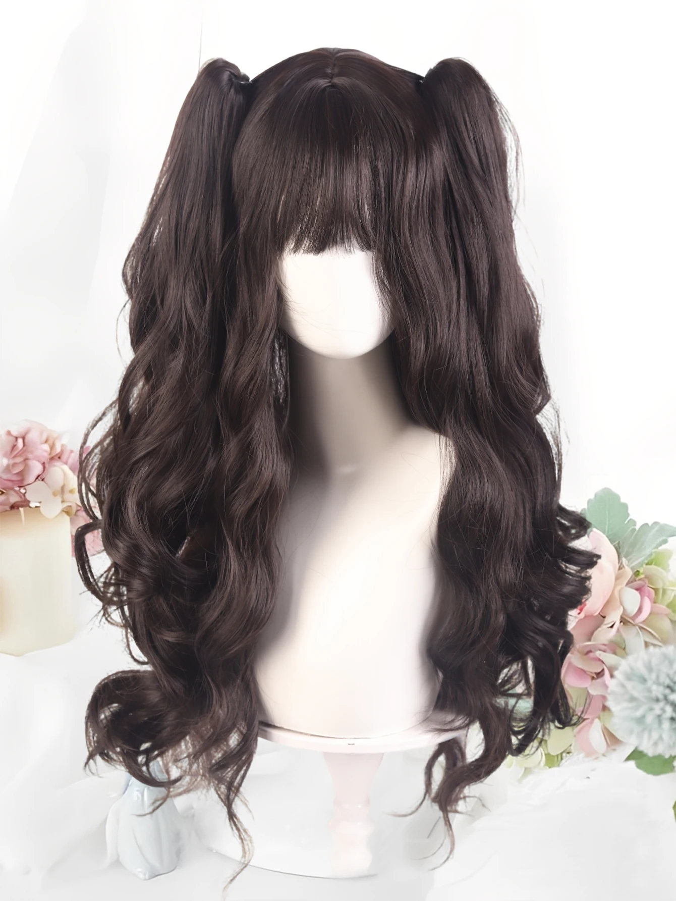 OLACARE Natural Blonde Brown Black Long Wavy Synthetic Hair Wigs with Bangs Women Body Wave Afro Female Wigs Cosplay Daily Hair