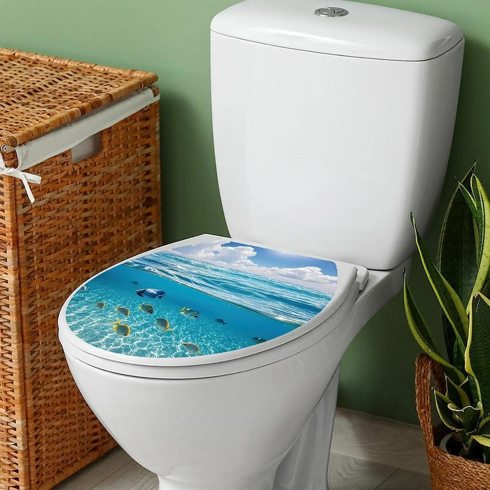 

Toilet Cover Decorative Stickers Bathroom Stickers Home,Easy to Clean DIY Removable Wall Decor Self Adhesives Ocean Animal PVC