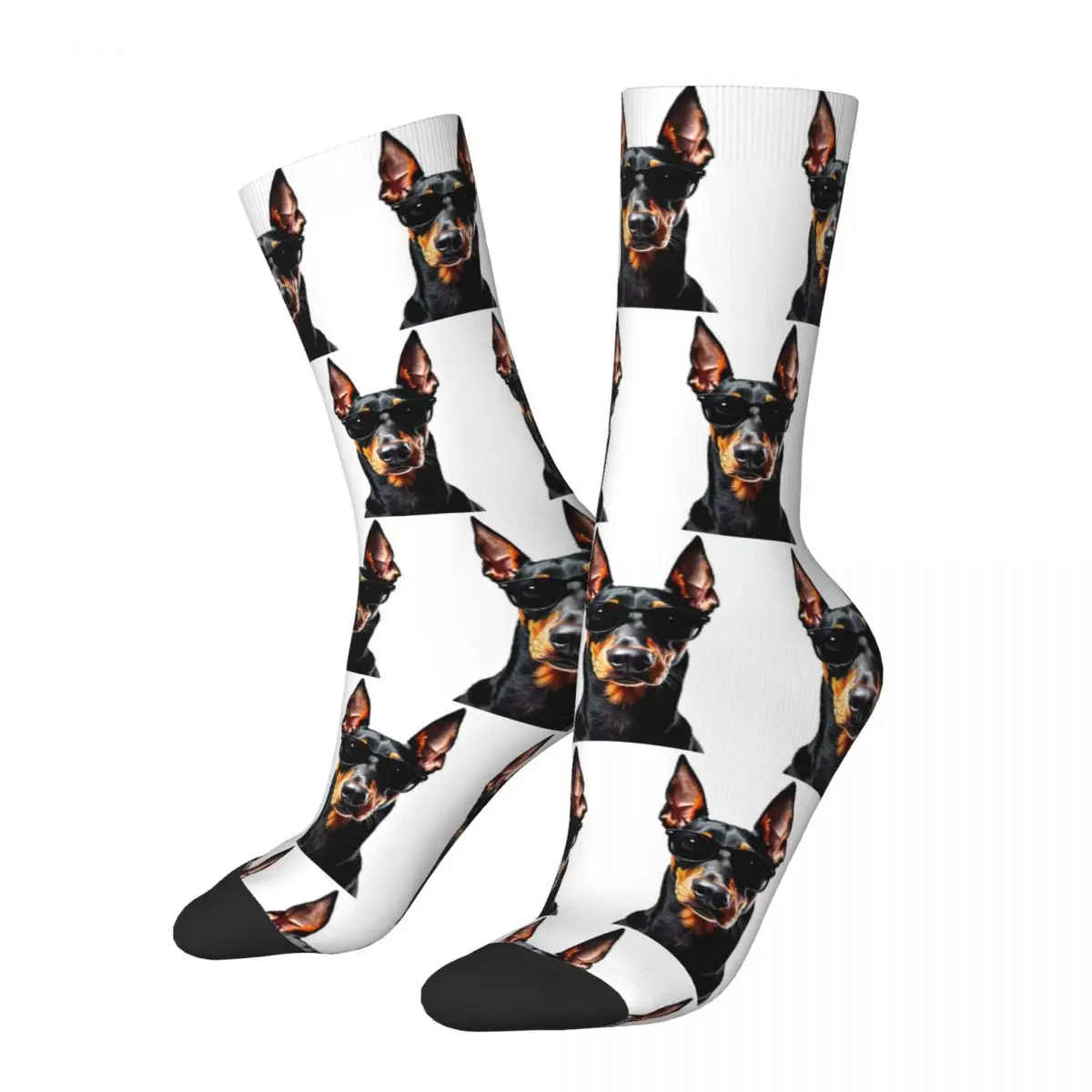 Funny Cool Doberman Pinscher Wearing Sunglasses Socks Harajuku Stockings All Season Long Socks for Man Woman's Birthday Present