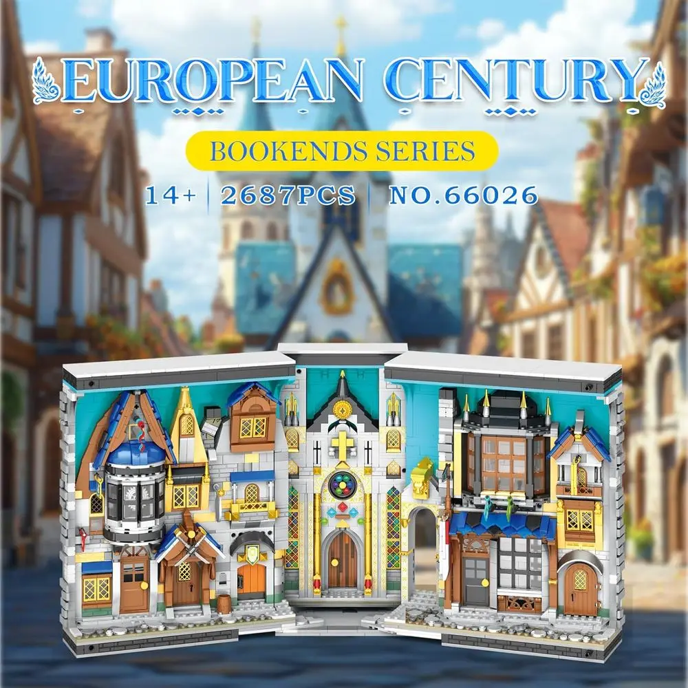 Mittelalterlicher Buchecke im europäischen Stil mit Licht, DIY-Bausatz für Zuhause, geeignet für Kinder ab 8 Jahren